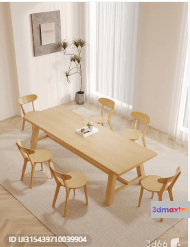 Wooden Dining Table 3D Model - 5296 - VRAY Render