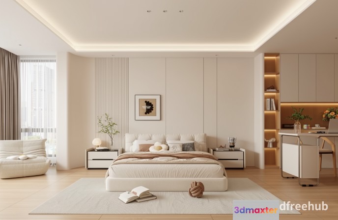 Cozy Modern Bedroom 3D Model - 21486 - VRAY Render