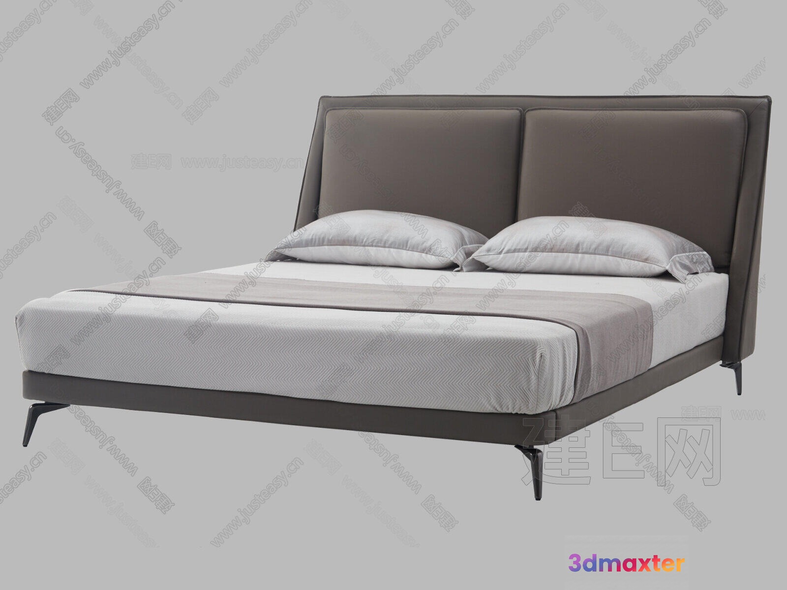 A Bed With A Headboard 3D Model - 16560 - VRAY Render