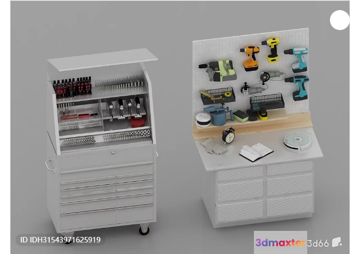 A 3D Rendering Of A Workshop With Tools And A Workbench 3D Model - 16344 - VRAY Render