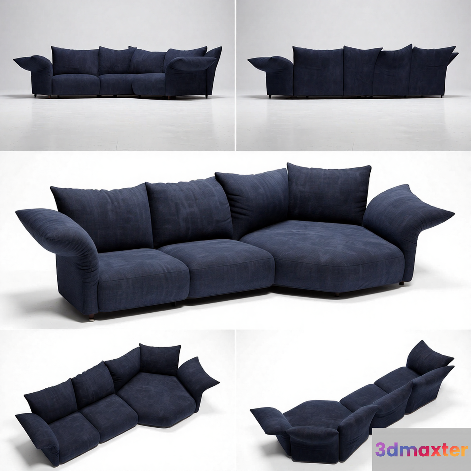 Dark Blue Sofa 3D Model - 3555 - VRAY Render