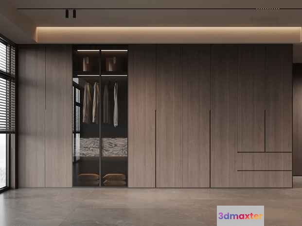 Modern Wood Closet 3D Model - 2430 - VRAY Render