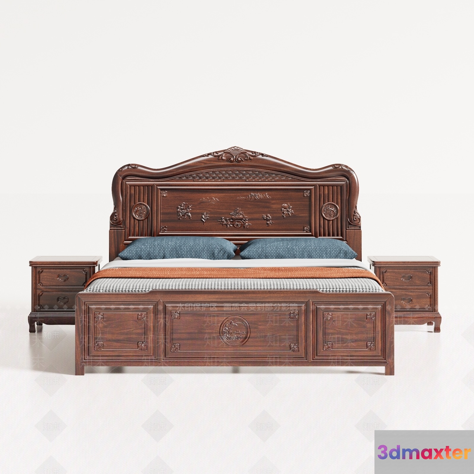 Wooden Bed Frame 3D Model - 15754 - VRAY Render