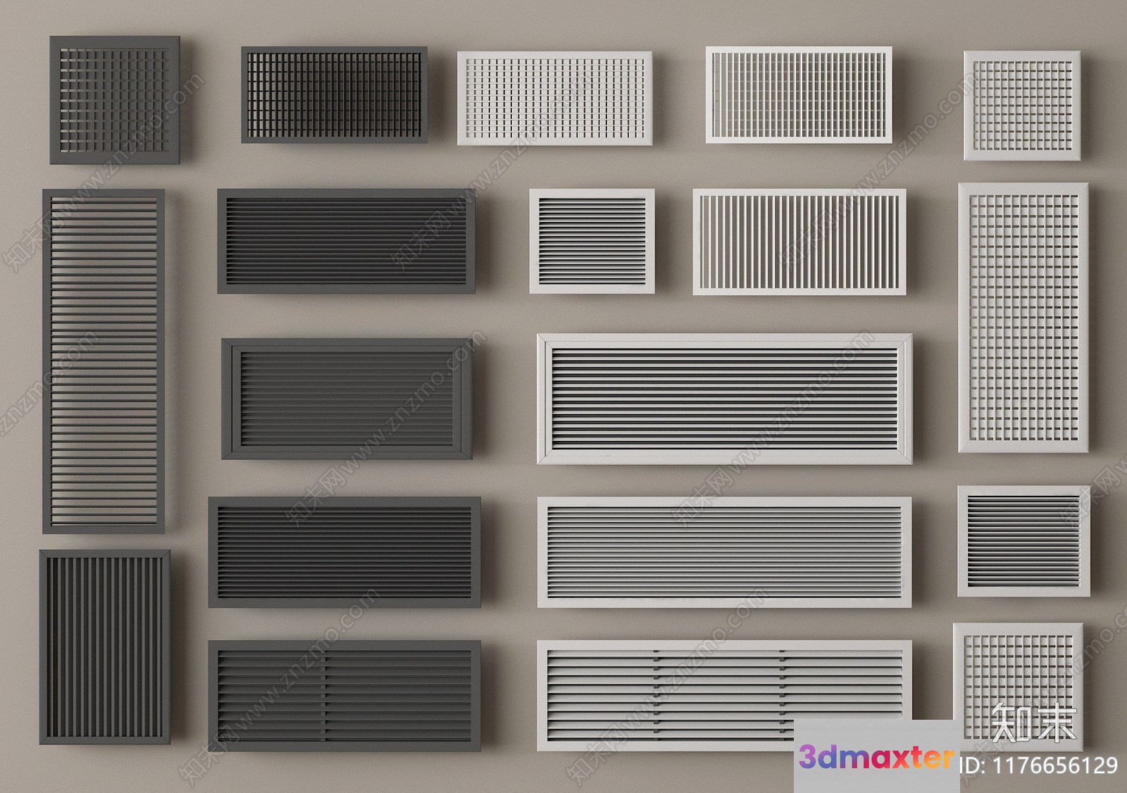 Rectangular Metal Vents 3D Model - 12110 - VRAY Render