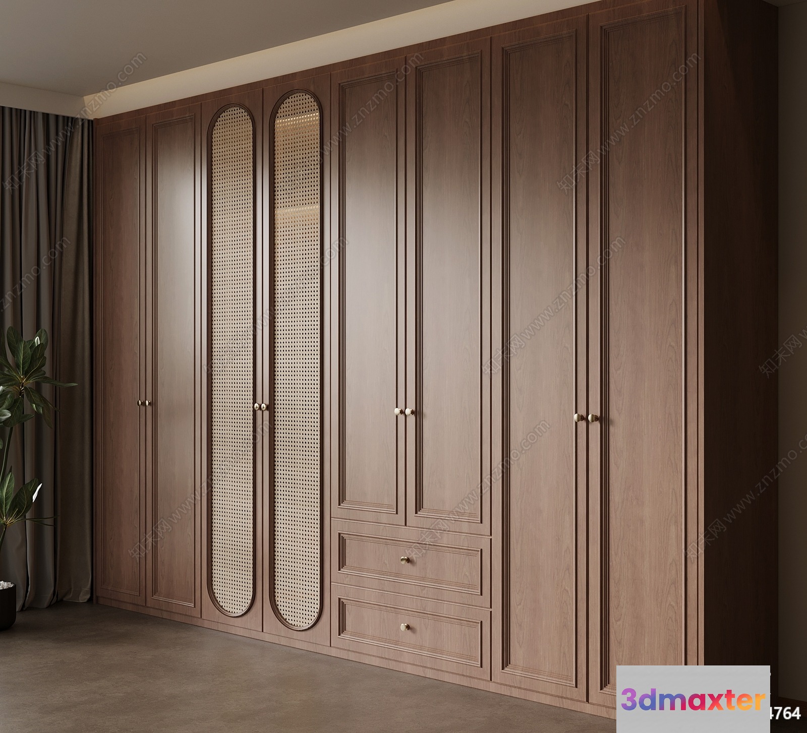 Modern Wooden Wardrobe 3D Model - 5660 - VRAY Render