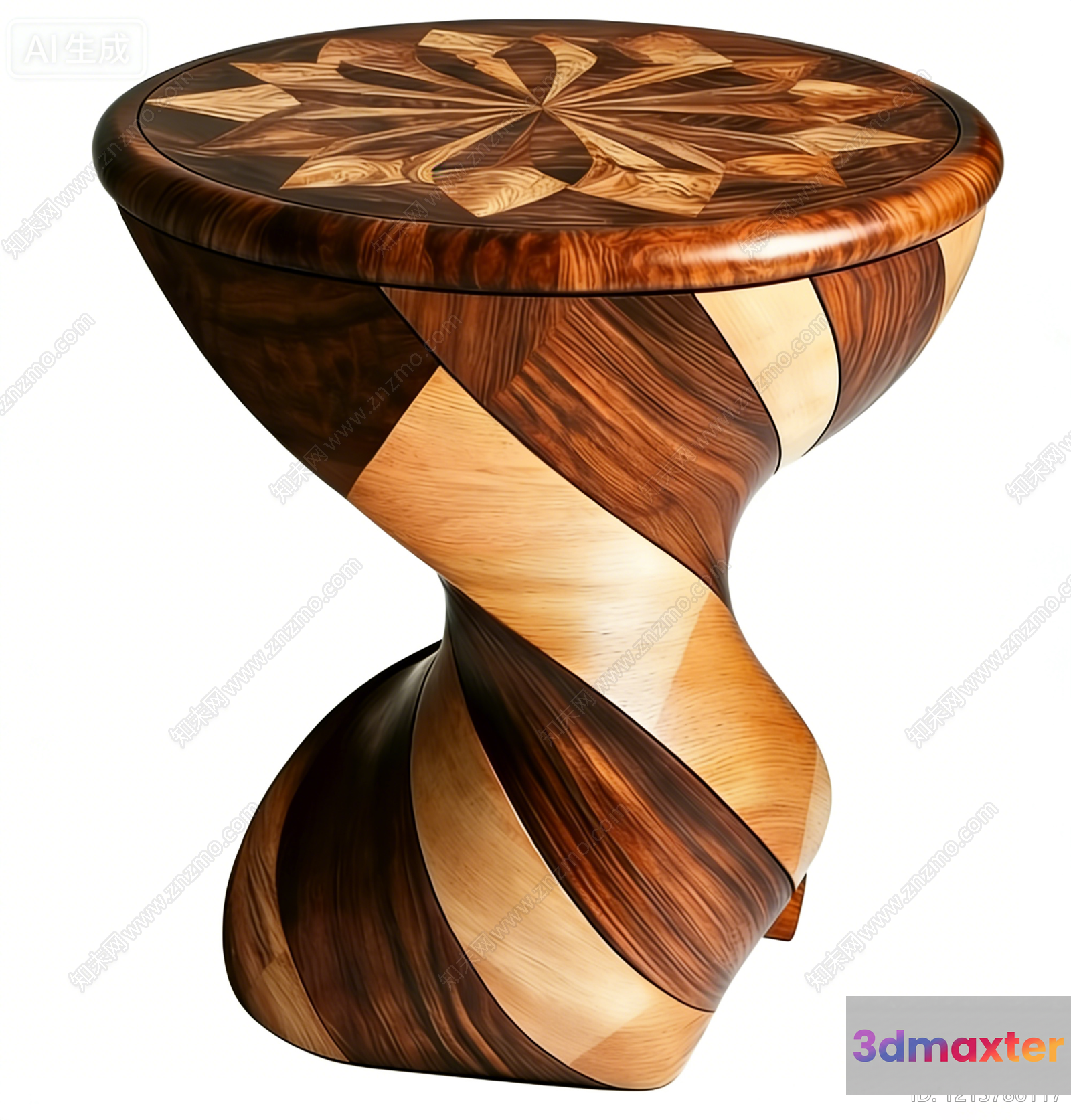 A Wooden Table With A Unique Design 3D Model - 23388 - VRAY Render