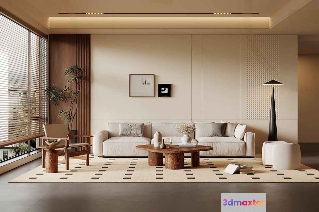 Modern Living Room 3D Model - 18226 - VRAY Render