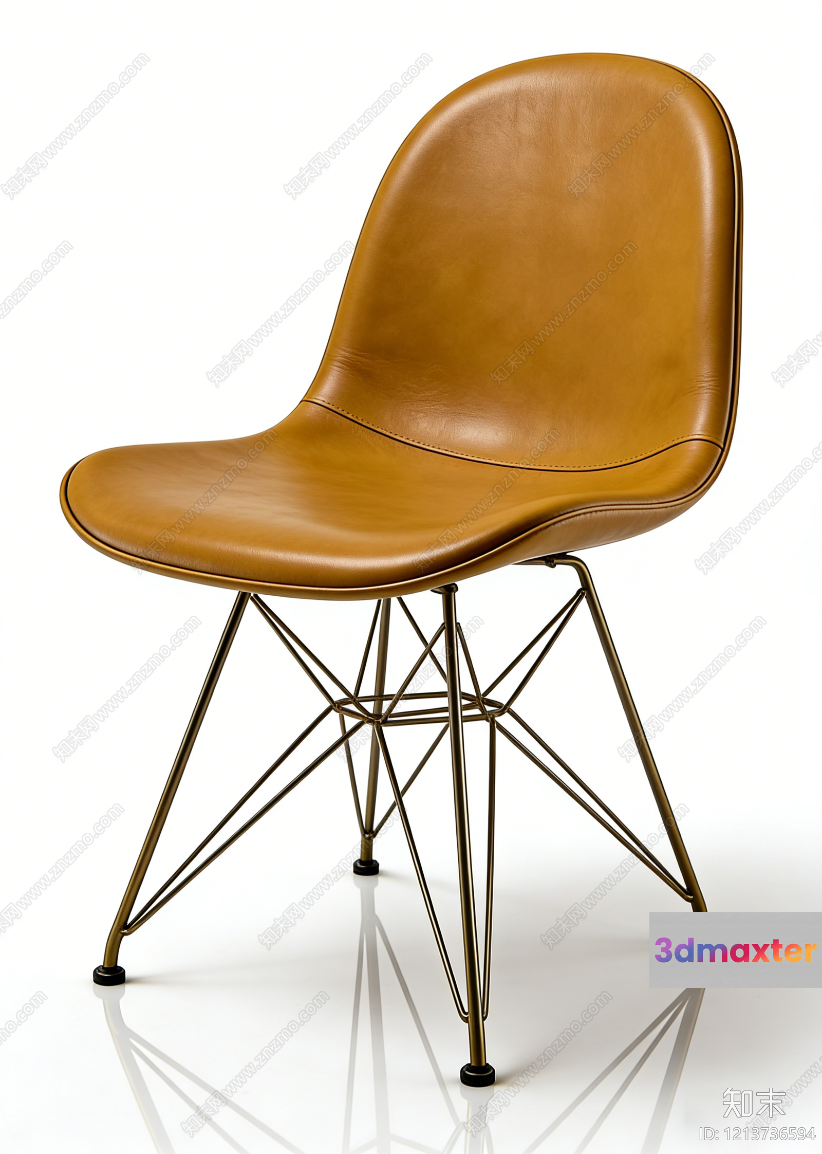 Modern Tan Leather Chair 3D Model - 13412 - VRAY Render
