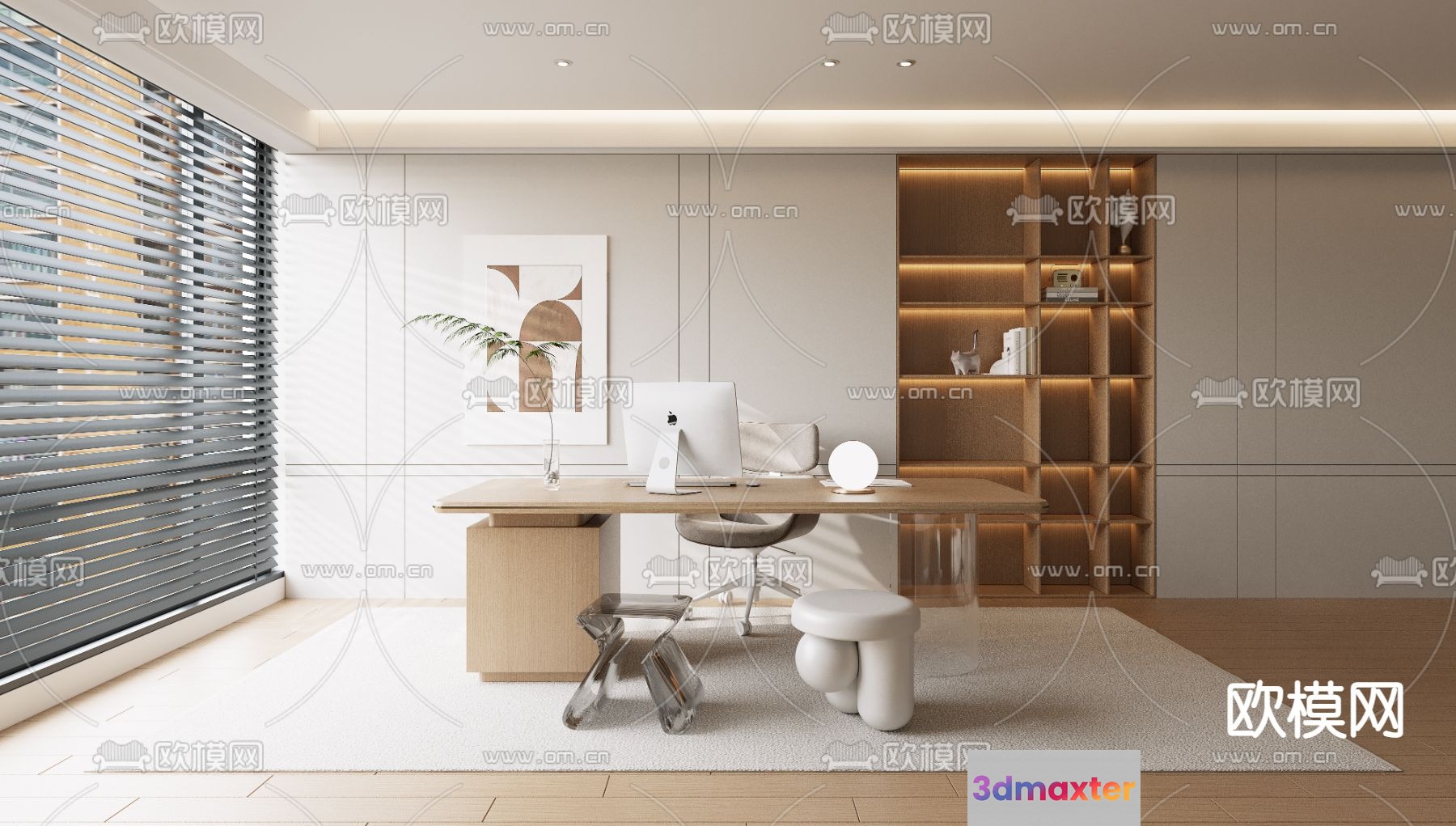 Minimalist Office Space 3D Model - 17379 - VRAY Render