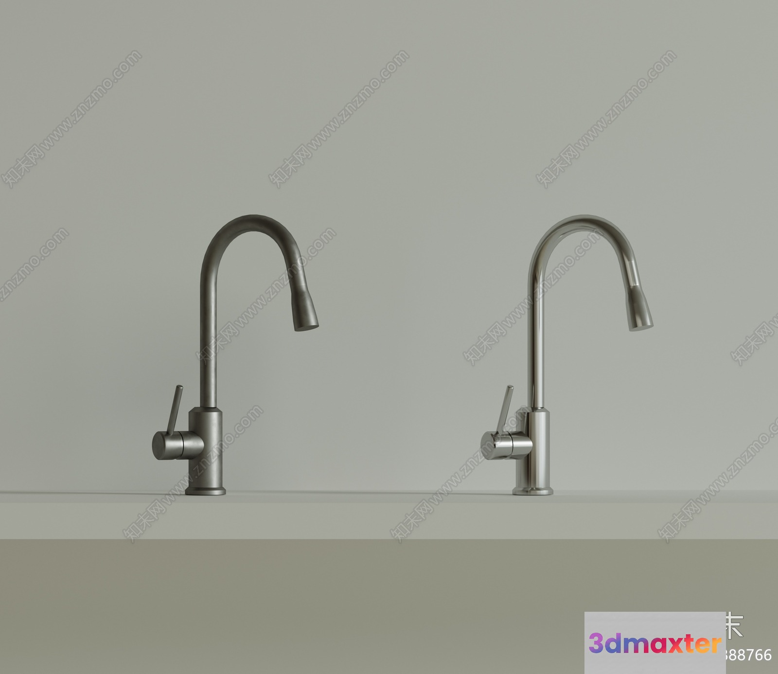 Silver Kitchen Faucet 3D Model - 12339 - VRAY Render