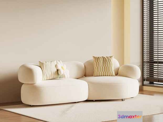 Modern White Sofa 3D Model - 21395 - VRAY Render