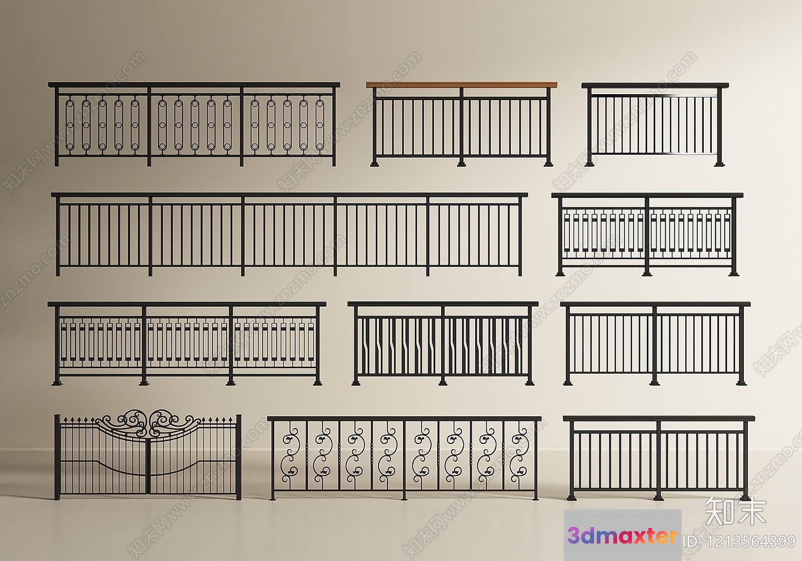 Examples Of Correct Answers: Metal Balcony Railing 3D Model - 13743 - VRAY Render