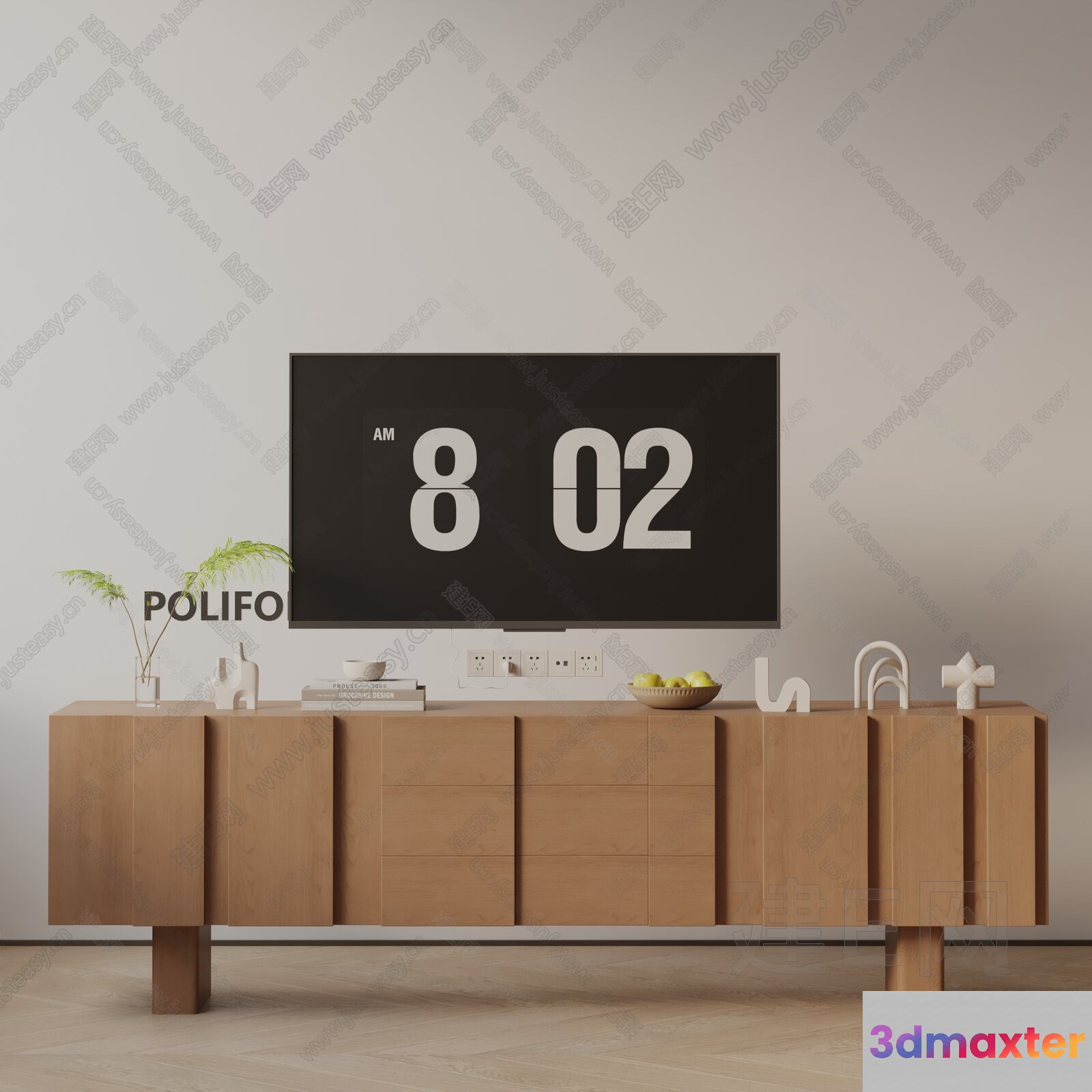 Modern Light Wood Furniture 3D Model - 4612 - VRAY Render