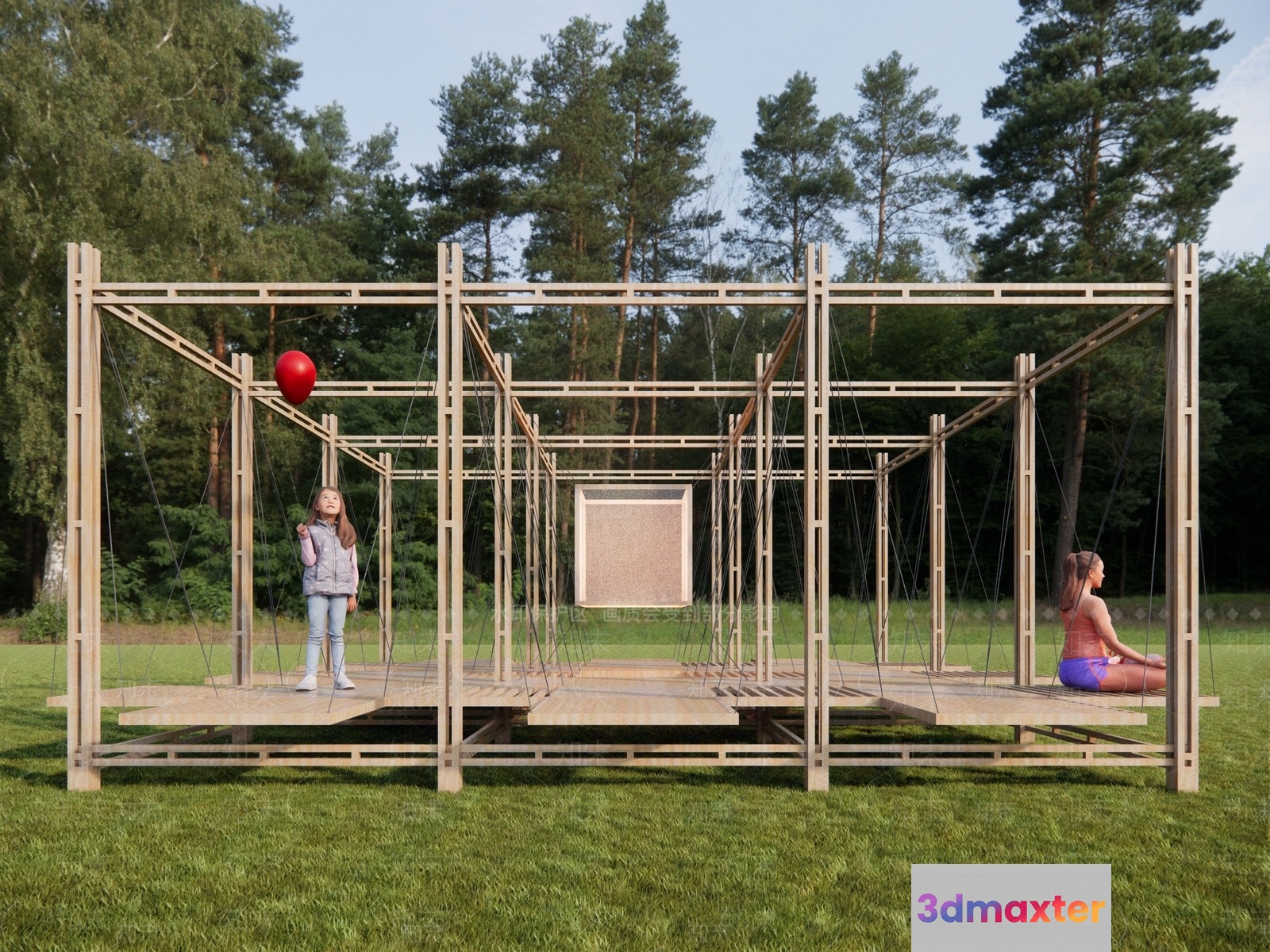 A Wooden Playground Structure 3D Model - 18022 - VRAY Render