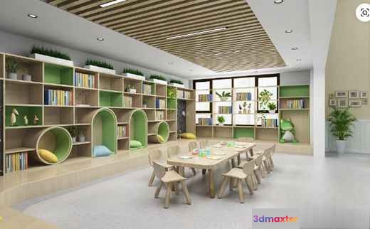 Modern Reading Room 3D Model - 2523 - VRAY Render
