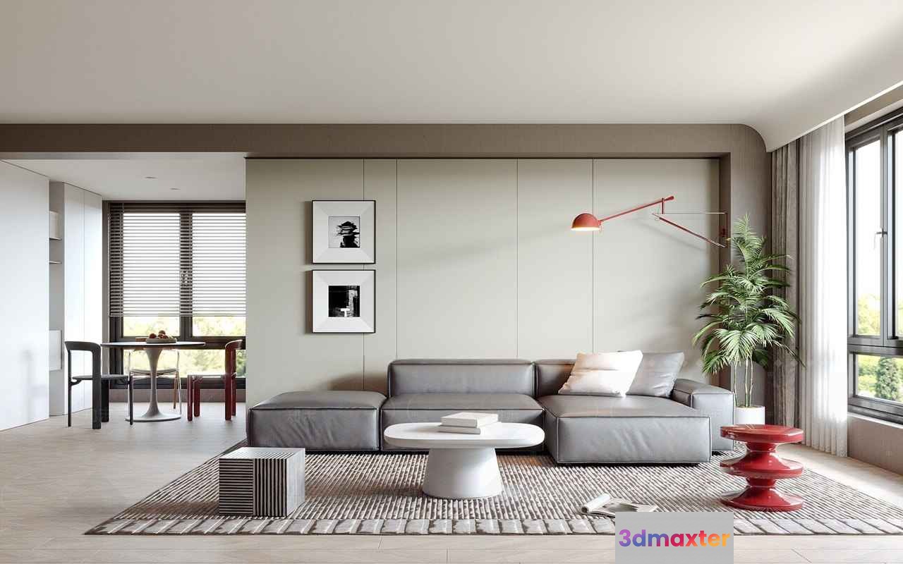 Modern Living Room 3D Model - 9287 - CORONA Render