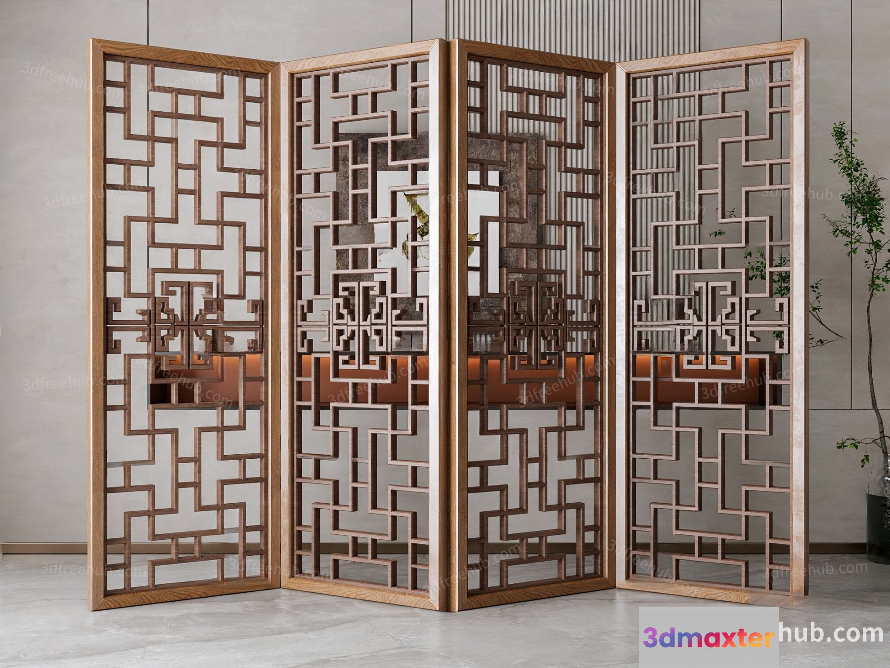 A Decorative Screen With A Geometric Pattern 3D Model - 19141 - VRAY Render