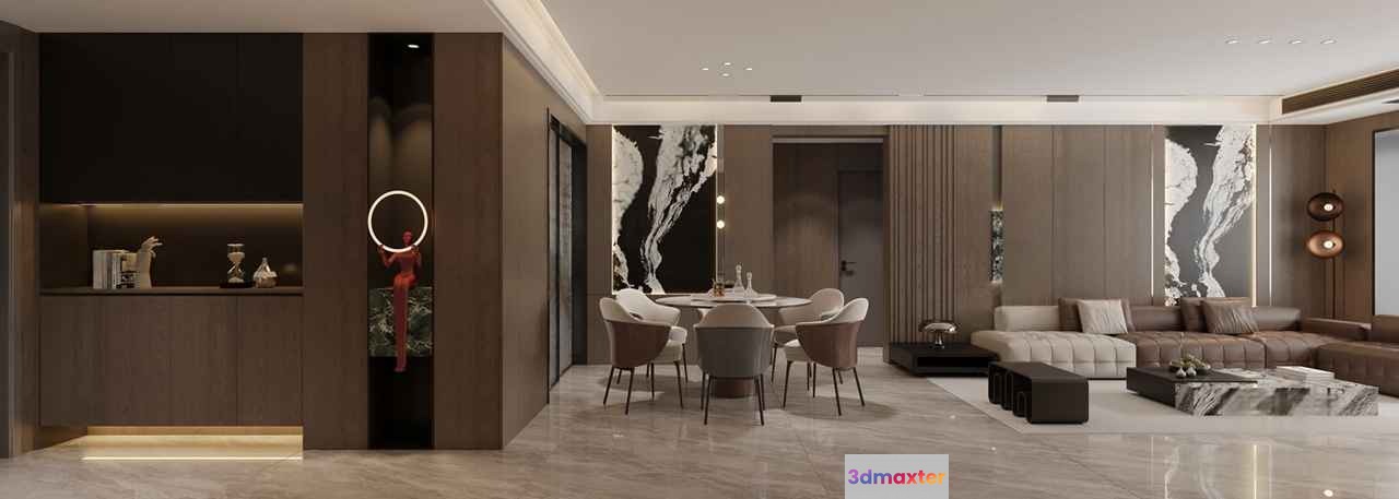 Modern Living Room 3D Model - 19733 - CORONA Render