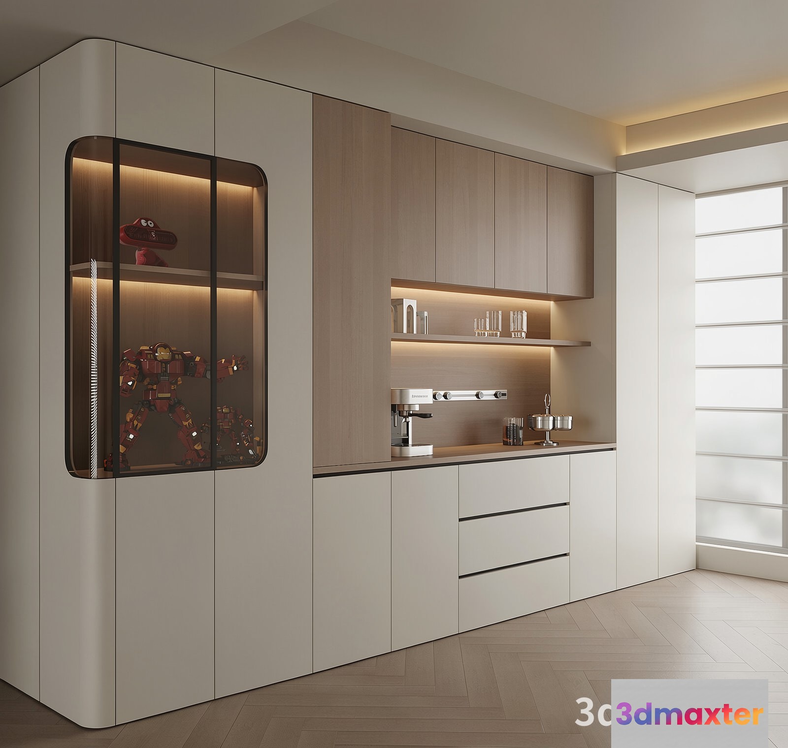 Modern Kitchen With White Cabinets 3D Model - 22586 - VRAY Render