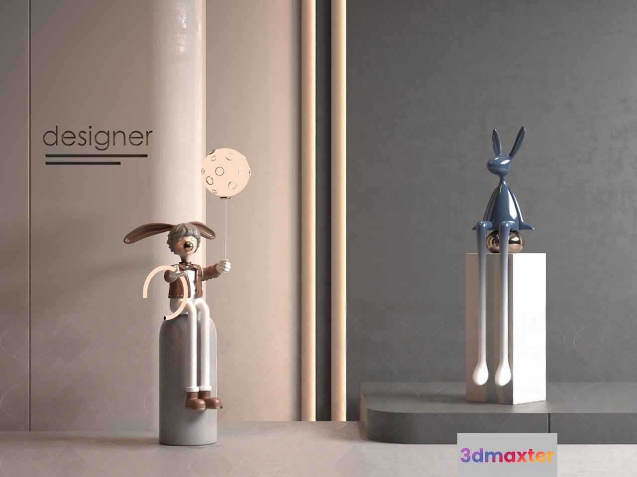 Modern Designer Figurines 3D Model - 972 - VRAY Render