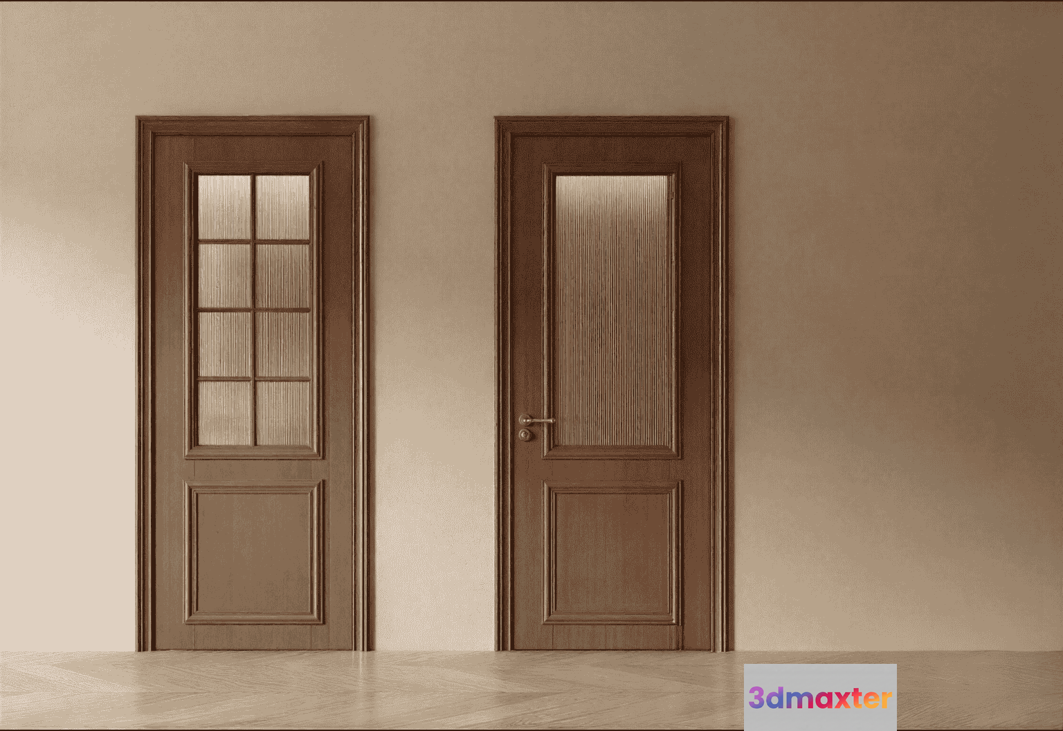 Two Brown Doors 3D Model - 18238 - VRAY Render