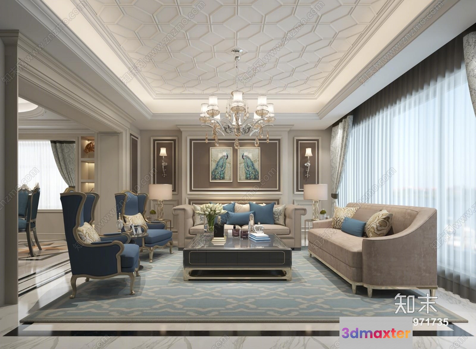 A Modern Living Room 3D Model - 16113 - VRAY Render