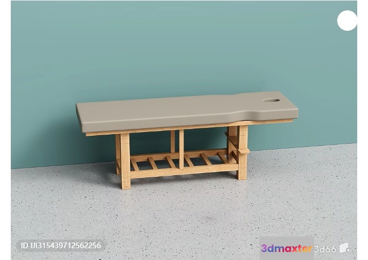 A Massage Table With A Wooden Base And A Beige Top 3D Model - 4274 - VRAY Render