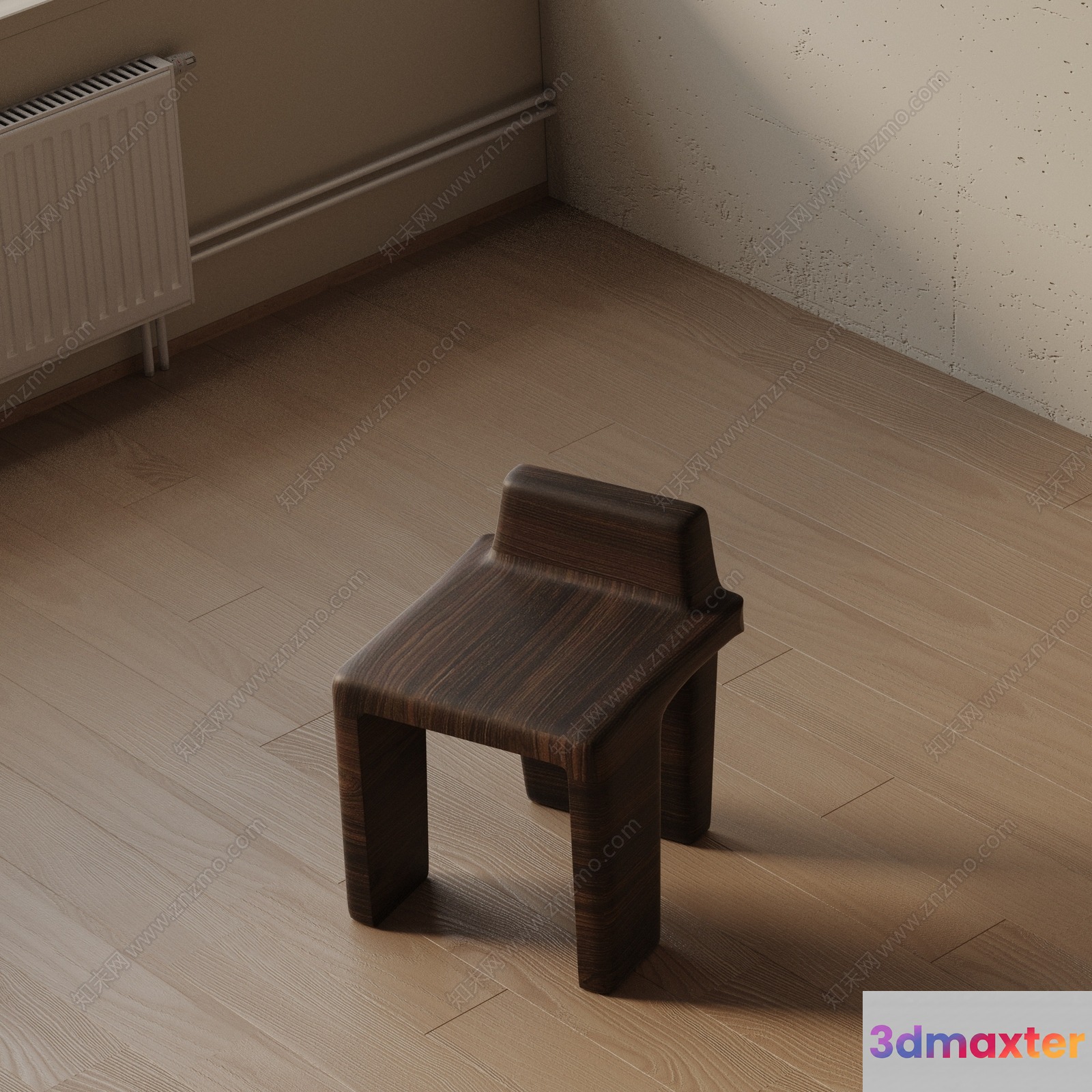 A Wooden Chair In A Room 3D Model - 7402 - VRAY Render