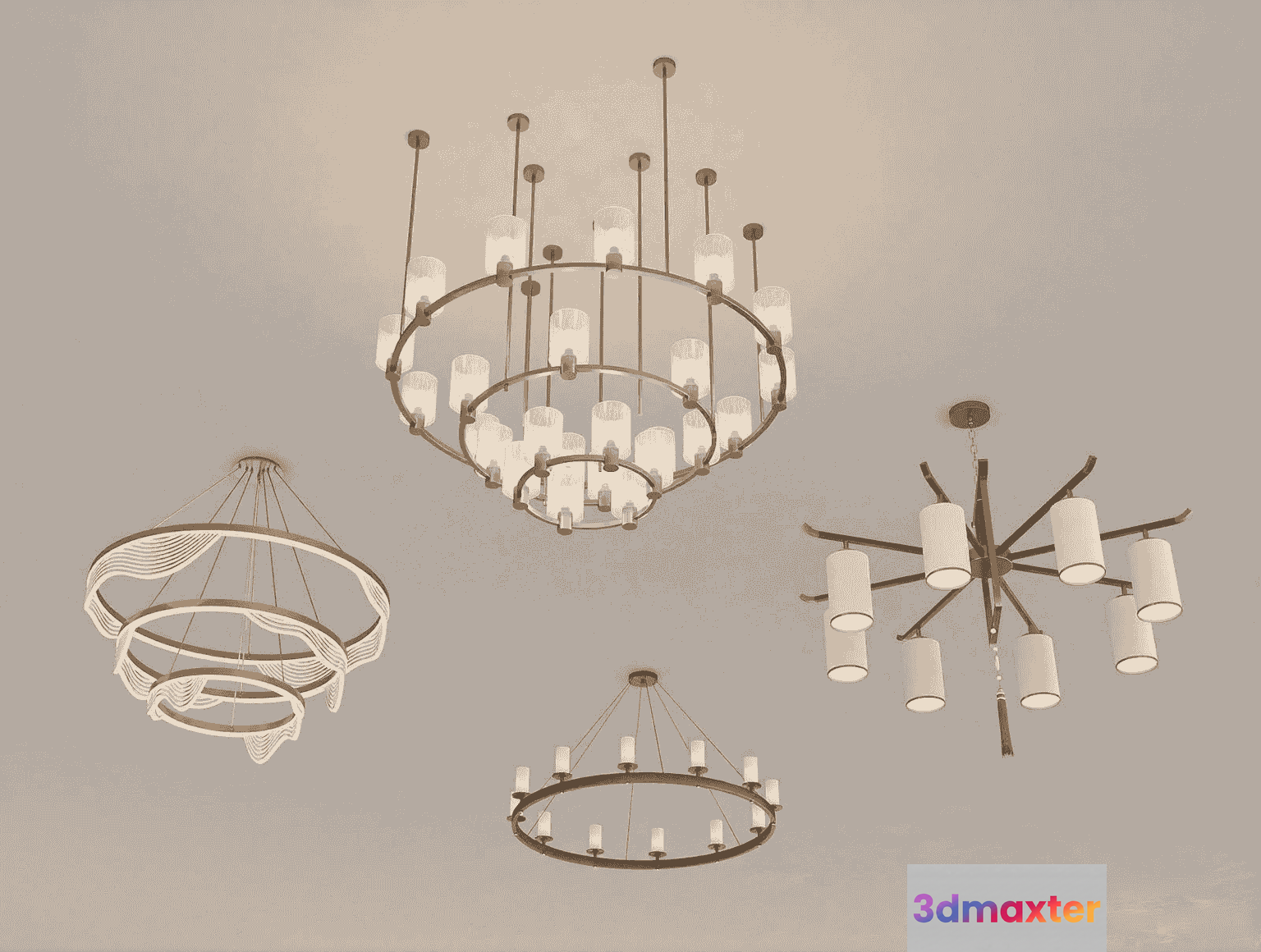 Gold Light Fixture 3D Model - 12063 - VRAY Render