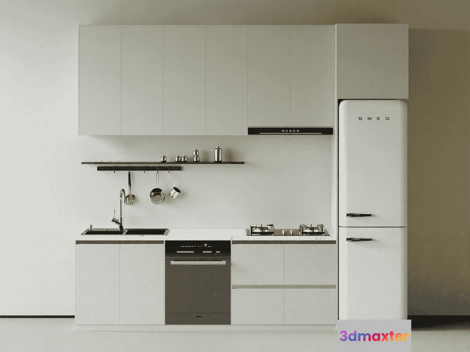 Modern White Kitchen 3D Model - 15769 - VRAY Render