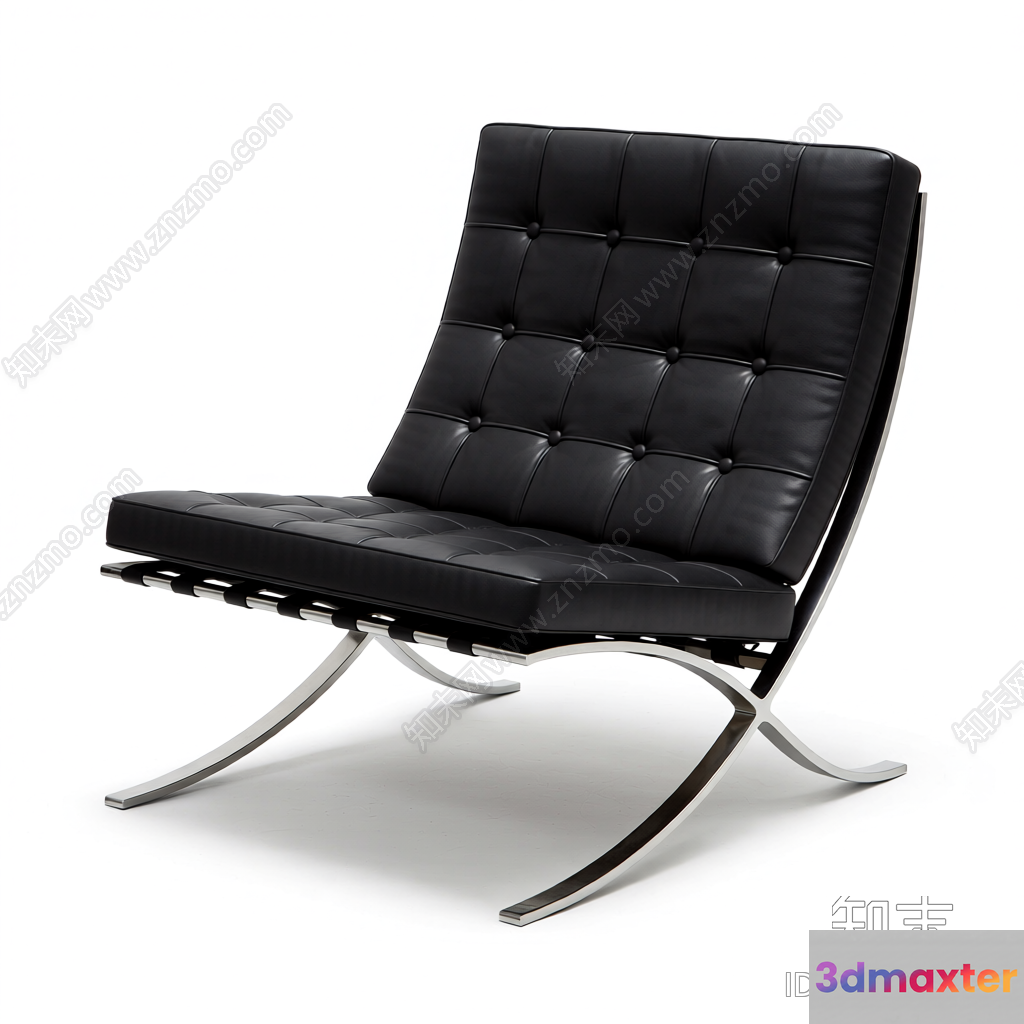 Modern Black Leather Chair 3D Model - 8658 - VRAY Render