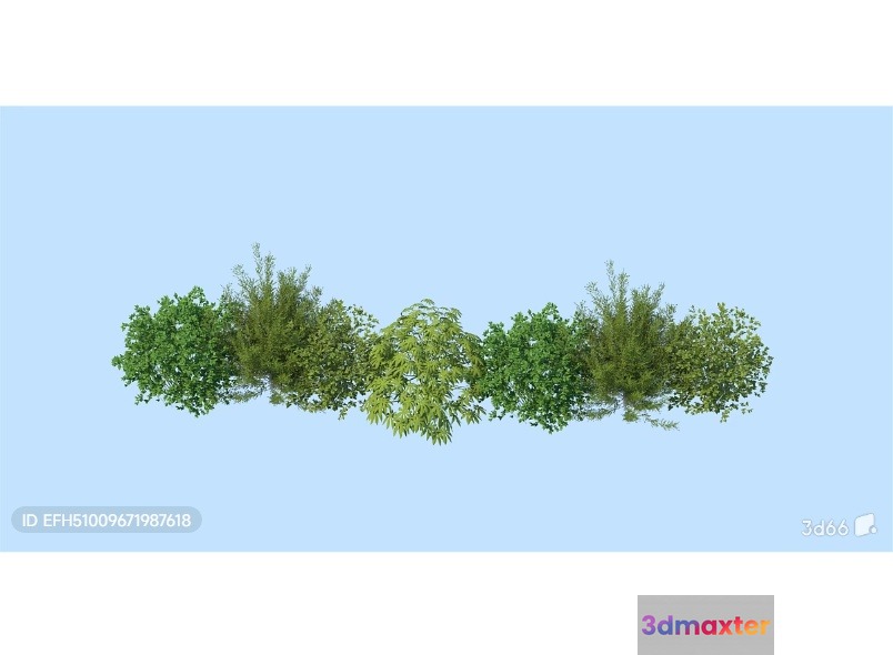 A Cluster Of Green Plants 3D Model - 2513 - VRAY Render
