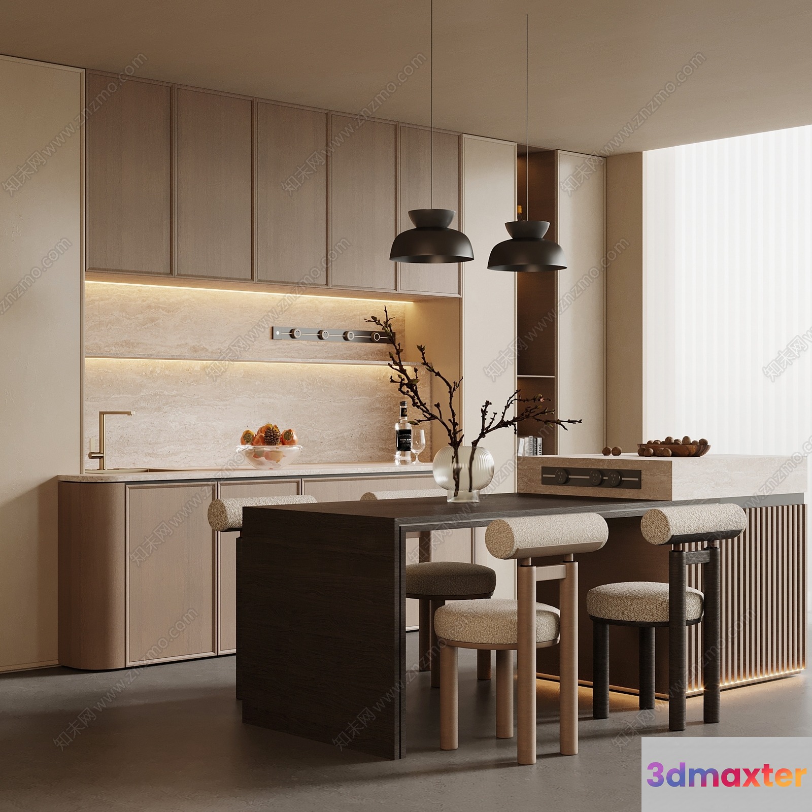 Modern Kitchen Design 3D Model - 17486 - VRAY Render