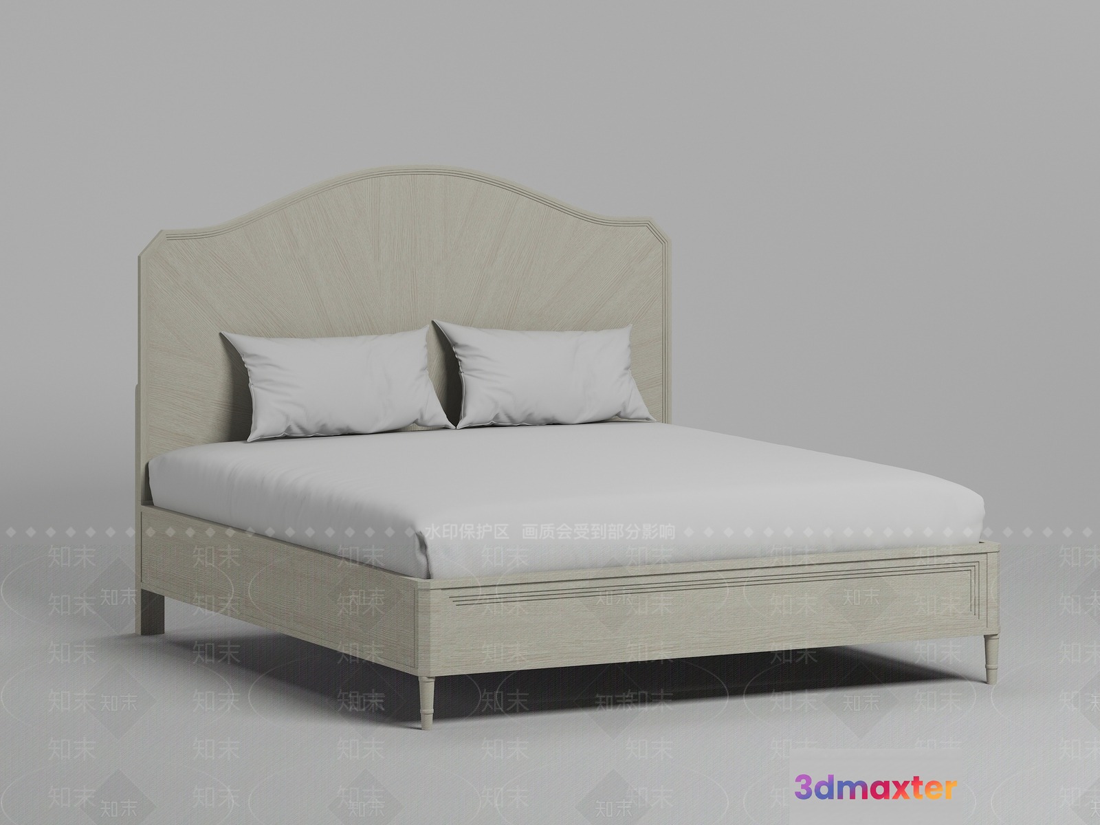 A Light-Colored Bed Frame 3D Model - 1317 - VRAY Render