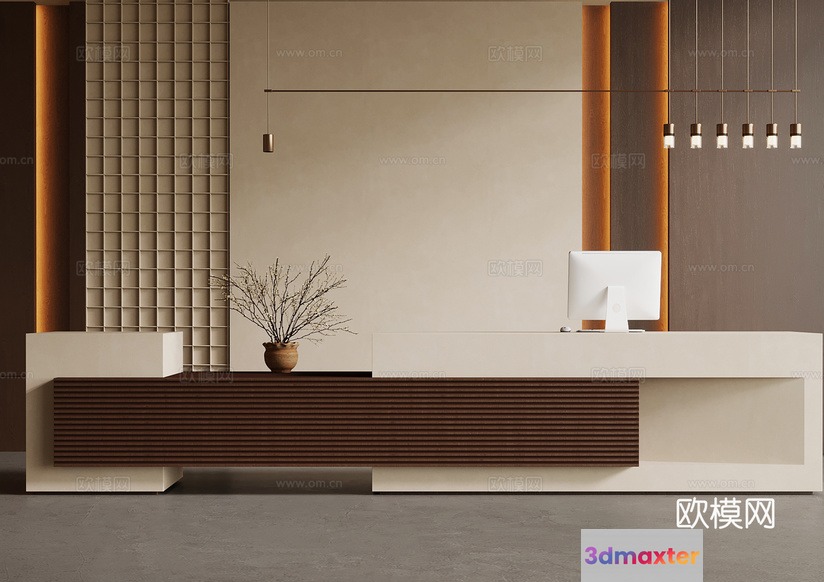 Modern Office Desk 3D Model - 7042 - VRAY Render