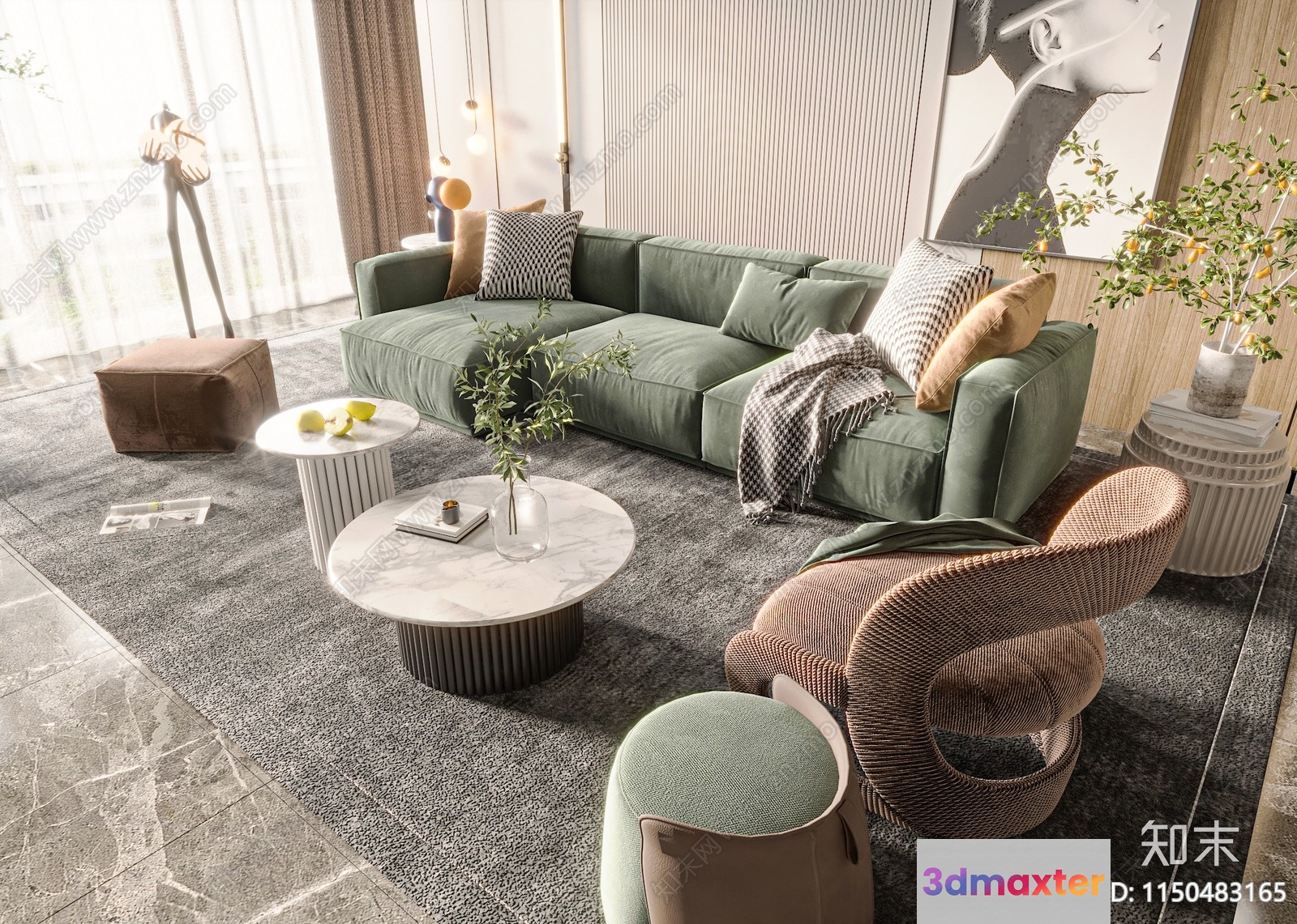 Modern Living Room 3D Model - 4094 - VRAY Render