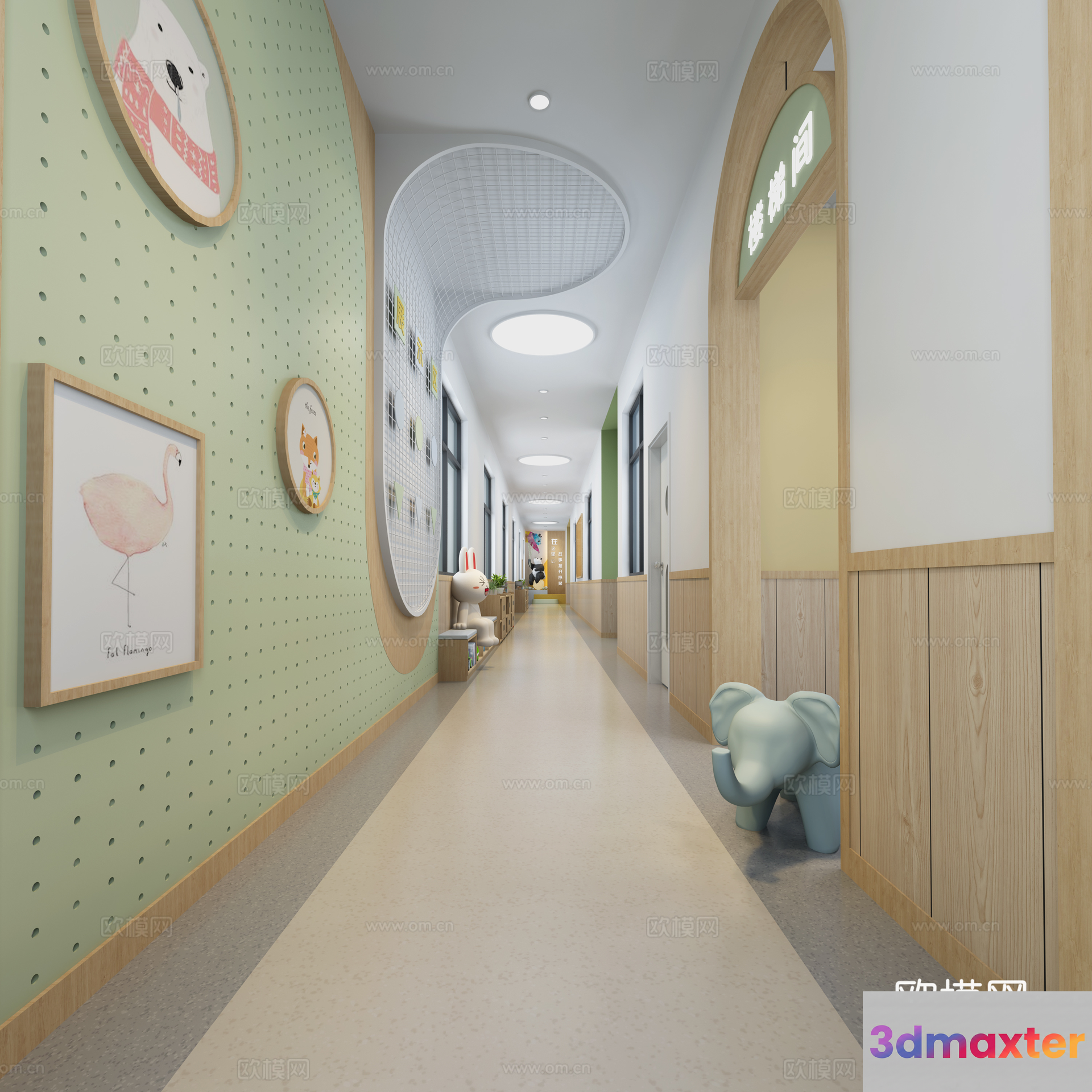 The Main Subject Is A Hallway With A Long Corridor 3D Model - 12234 - VRAY Render