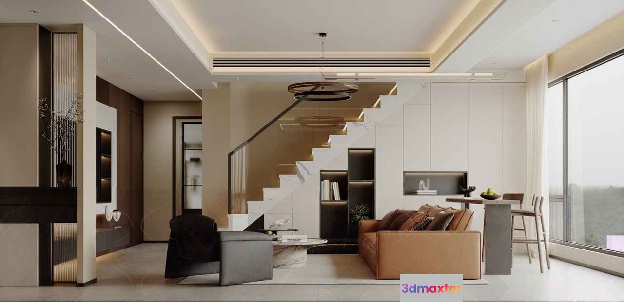 Modern Living Room 3D Model - 20609 - CORONA Render