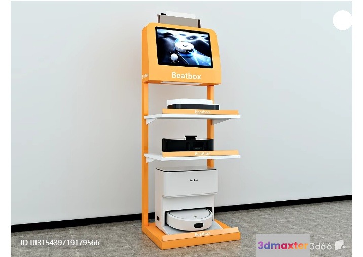 A White And Orange Display Stand 3D Model - 9423 - VRAY Render