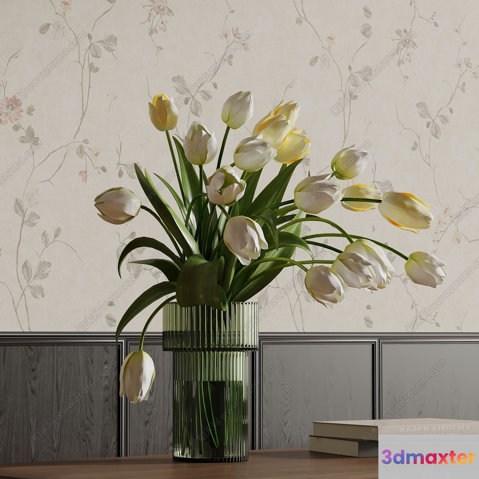 A Vase Of White Tulips 3D Model - 12486 - VRAY Render