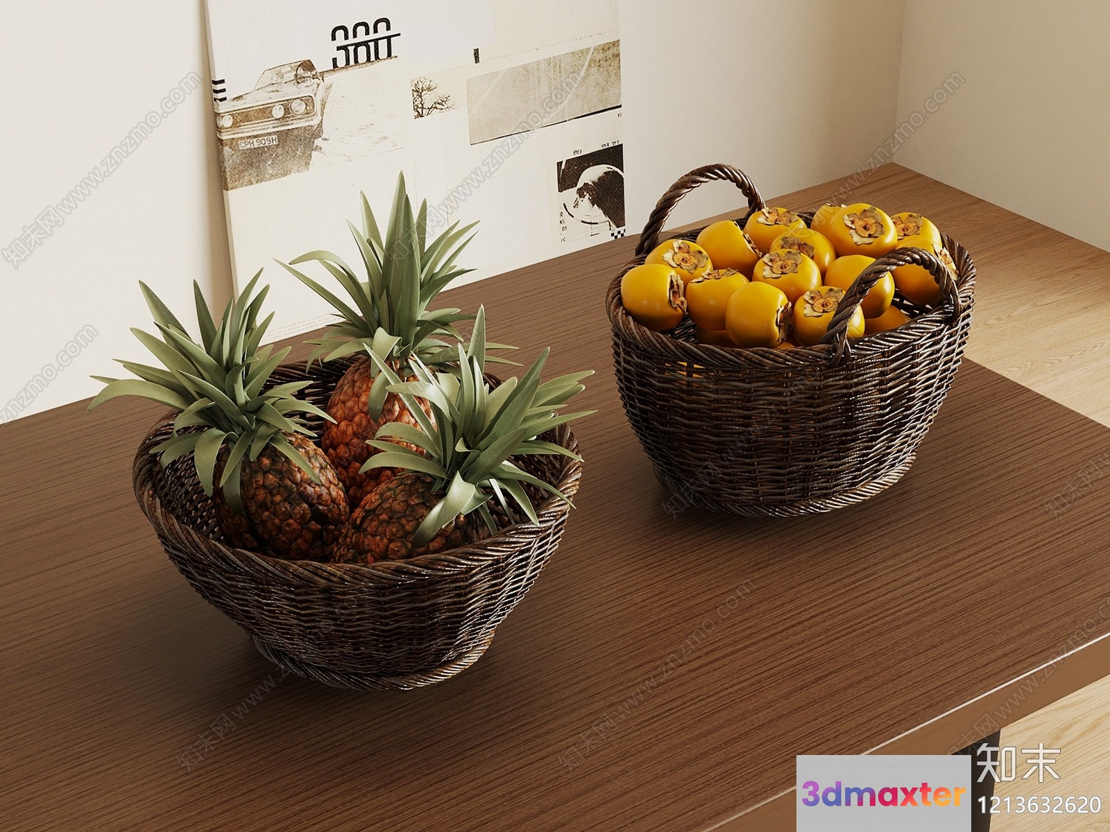 Wooden Fruit Baskets 3D Model - 14767 - VRAY Render