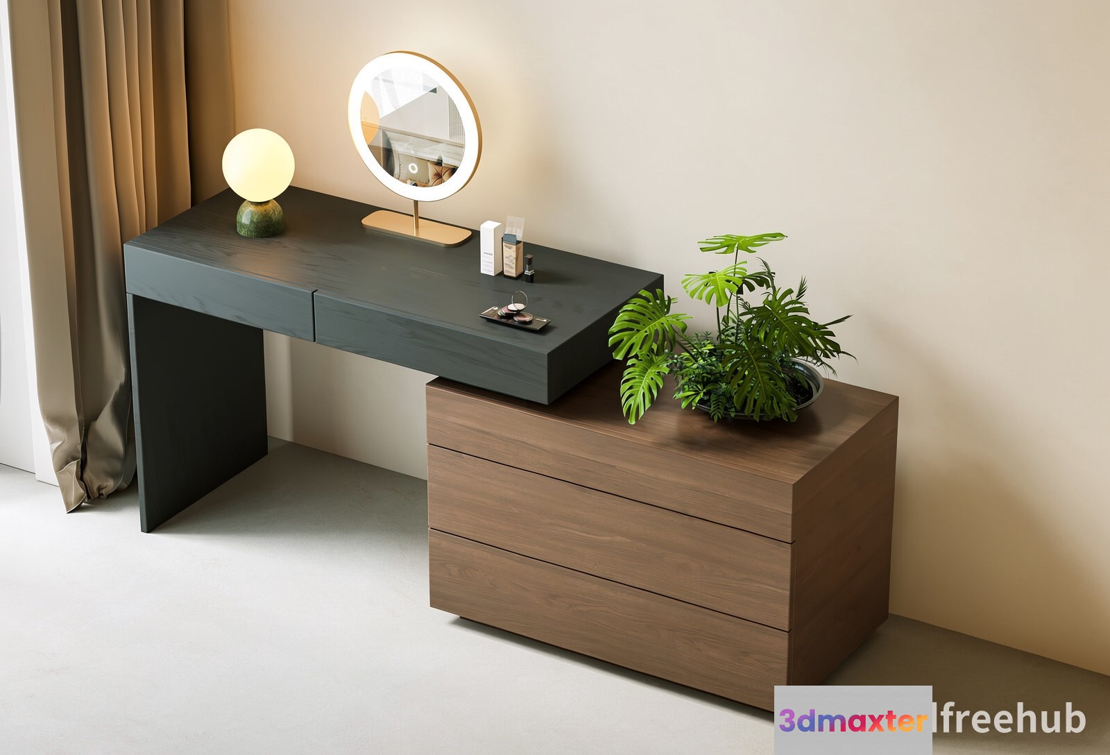 Modern Wooden Dresser 3D Model - 20422 - VRAY Render