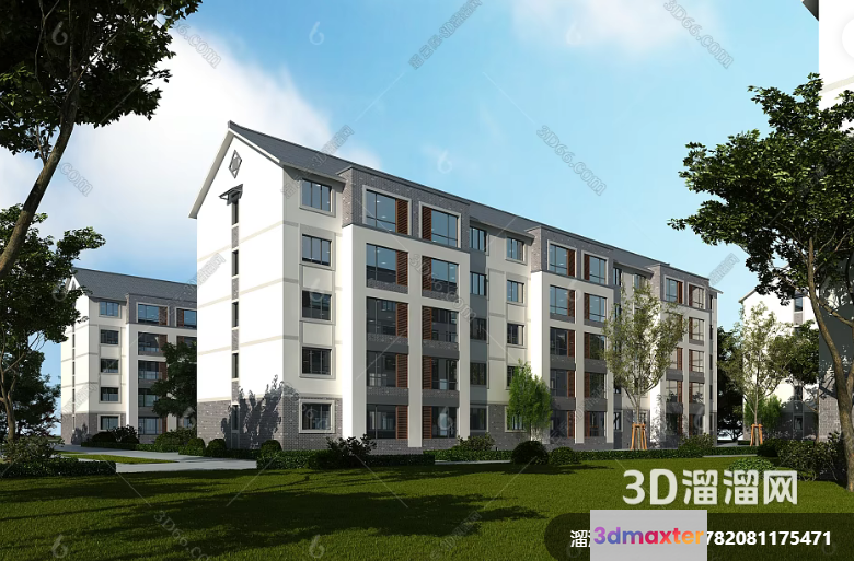 A 3D Rendering Of A Large Multi-Story Building 3D Model - 18459 - VRAY Render