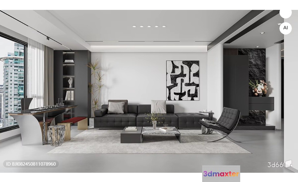 Modern Living Room 3D Model - 9116 - VRAY Render