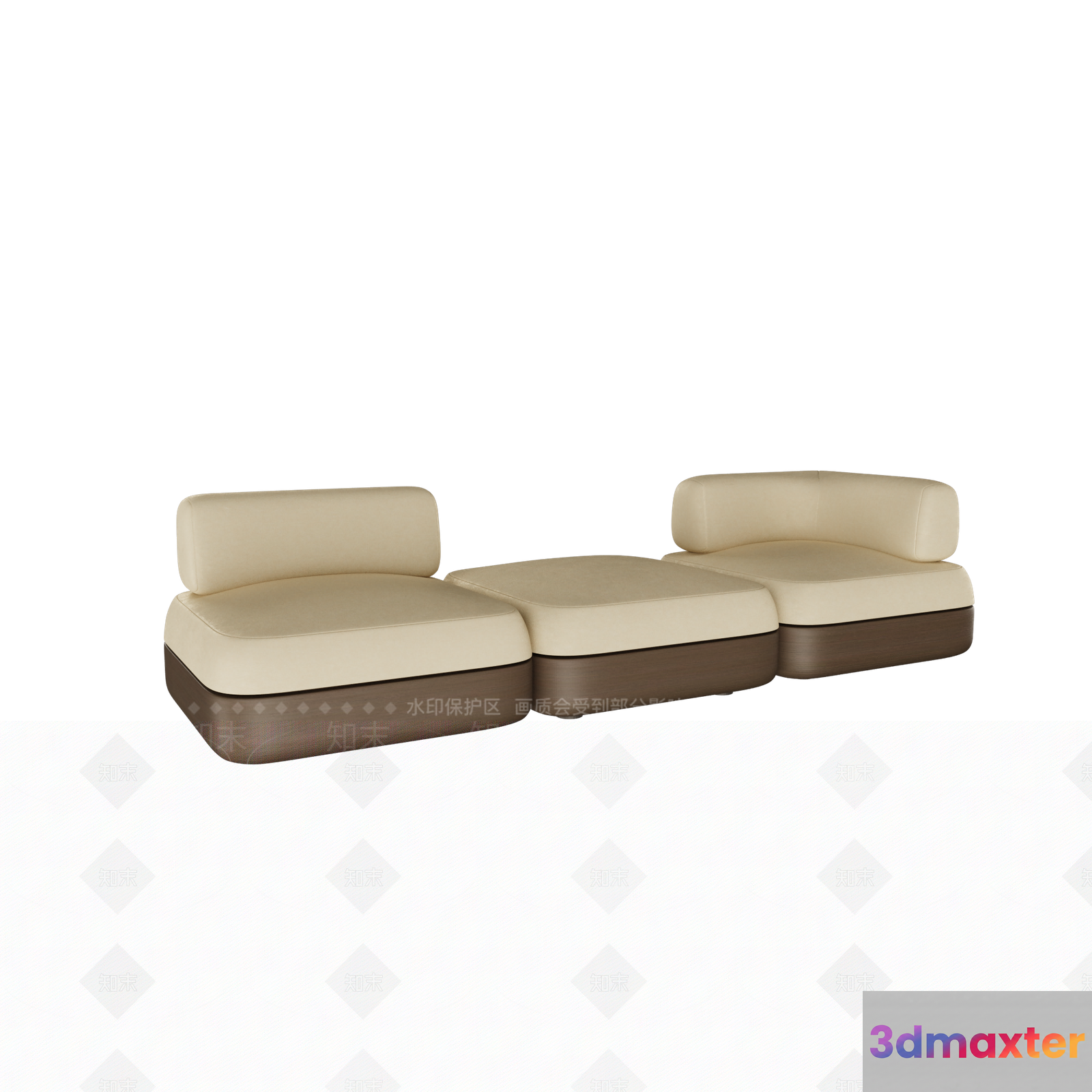 Modern Beige And Brown Sofa 3D Model - 1652 - VRAY Render