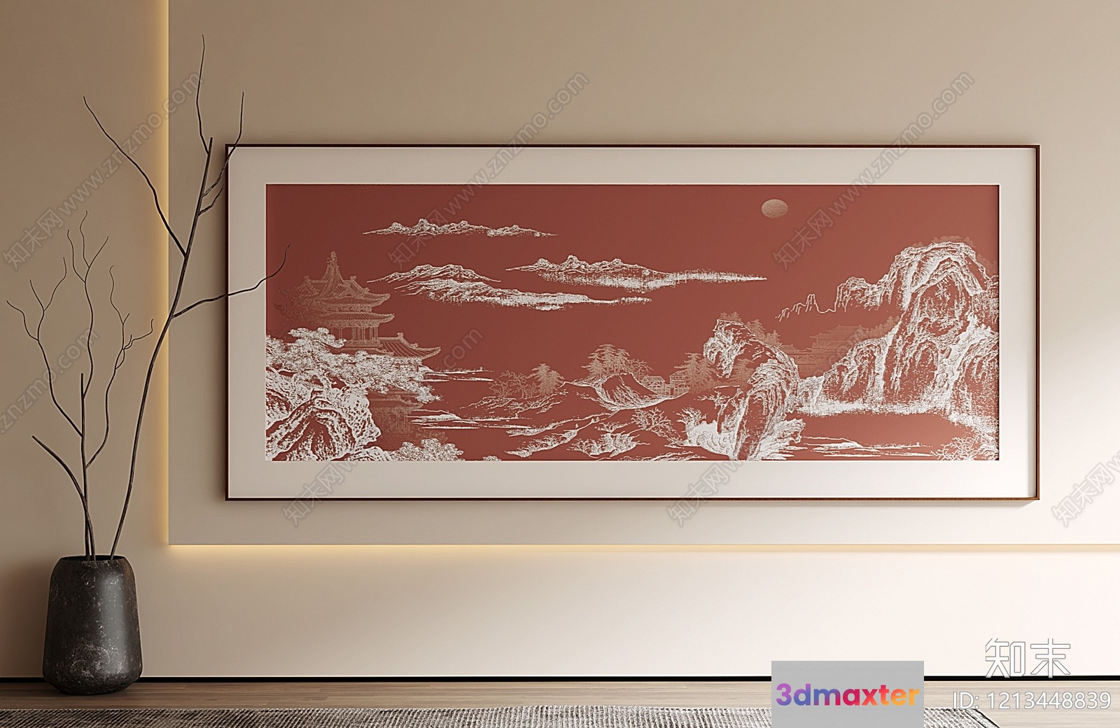 A Serene Asian-Style Painting 3D Model - 16986 - VRAY Render