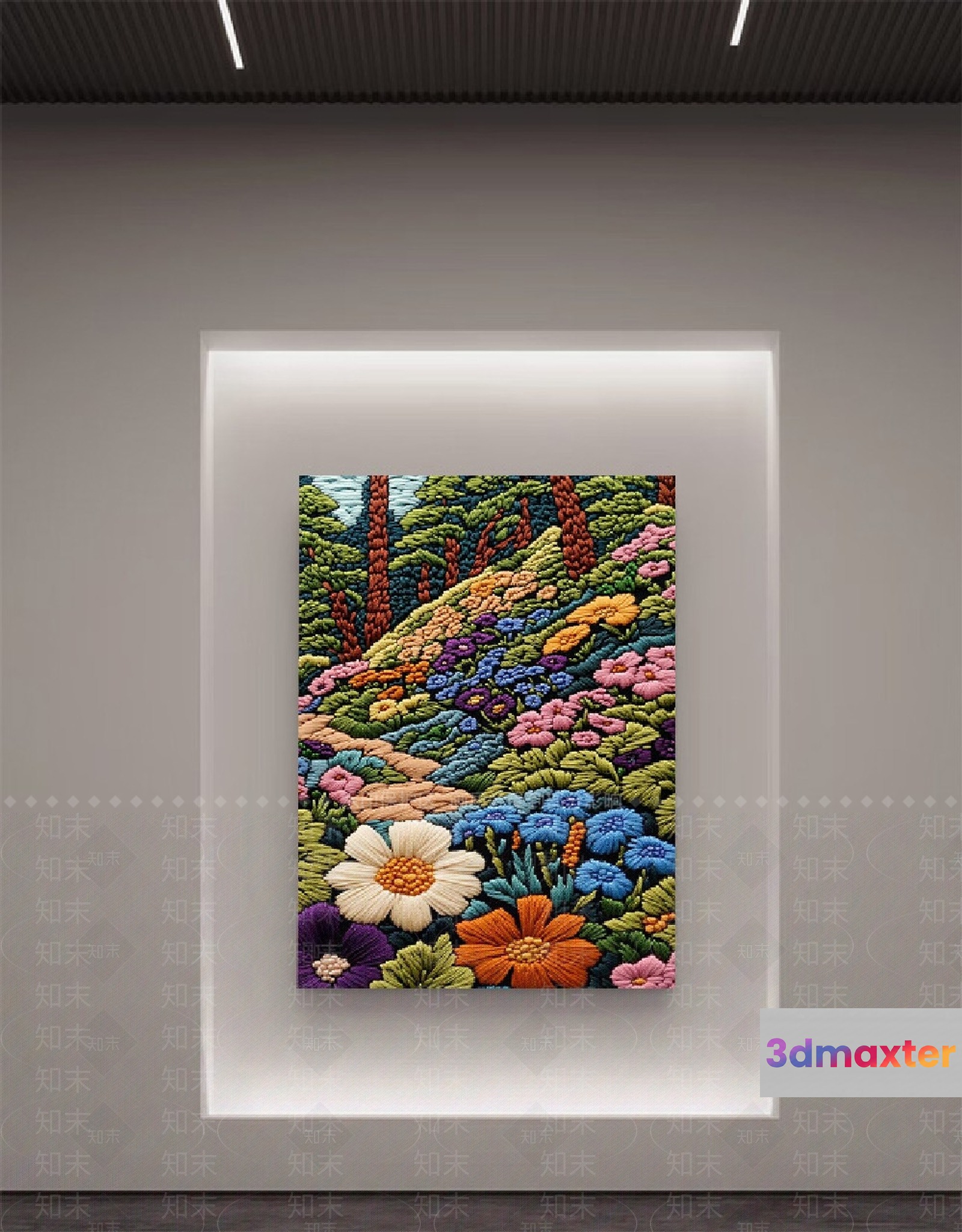 A Colorful Embroidered Art Piece 3D Model - 9243 - VRAY Render