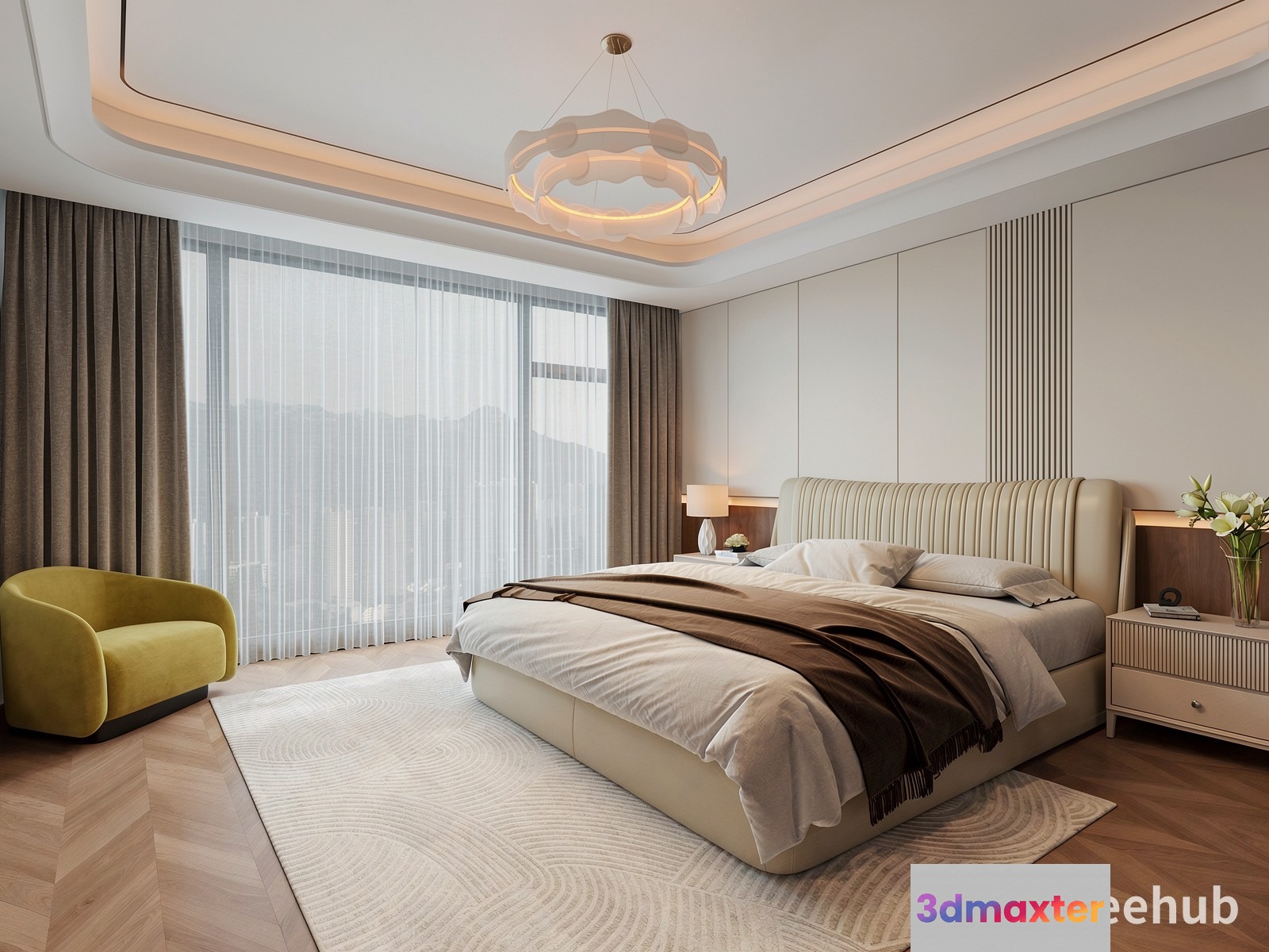 Cozy Modern Bedroom 3D Model - 20877 - VRAY Render