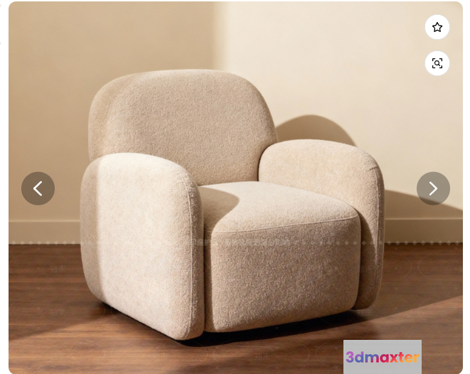Cream-Colored Chair 3D Model - 19270 - VRAY Render