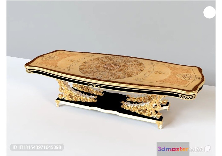 Gold And Black Coffee Table 3D Model - 6074 - VRAY Render